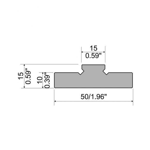 Holder for self centering 2-V die R1 european A series with height 15mm, Material=C45, Max. load=1000kN/m.