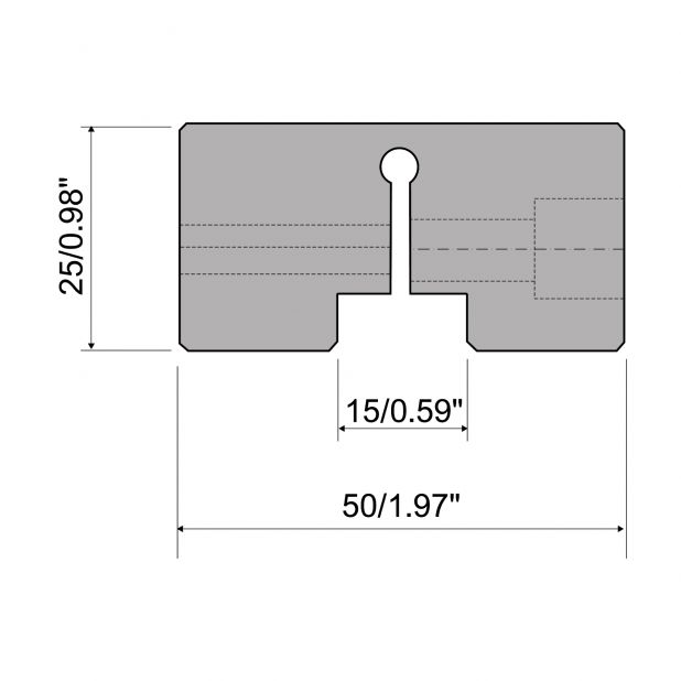 Retainer for 2-V die R1 with height 25mm, Material=Fe37