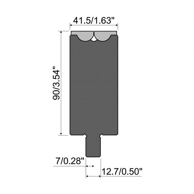 Rolla-V die RVT series in 42 Cr. max.load 1500 kN/m. min. angle 47°