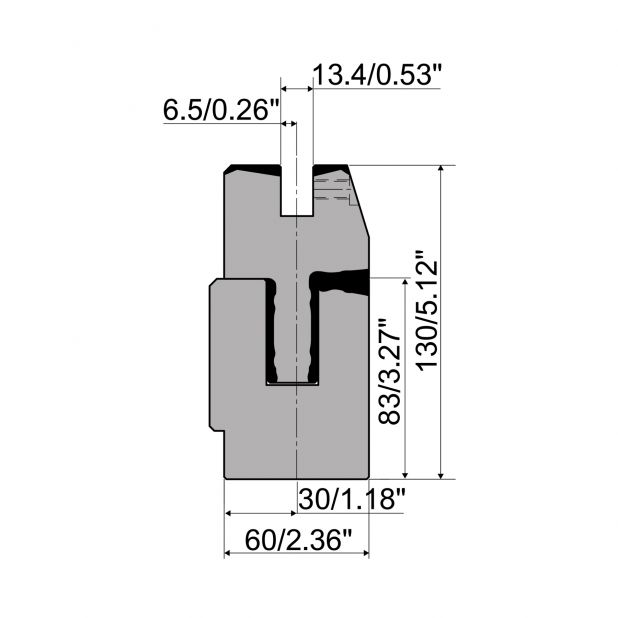 Sping-loaded Hemming die R1 European type with total height=130mm, Material=42cr, Max. load=500kN/m.